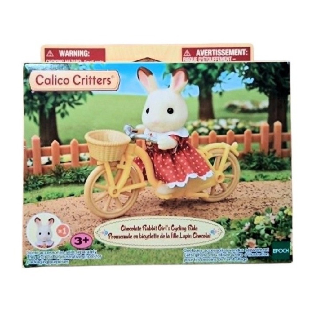 Calico Critters Chocolate Rabbit Girl's Cycling Ride - Figure anand Bicycle New